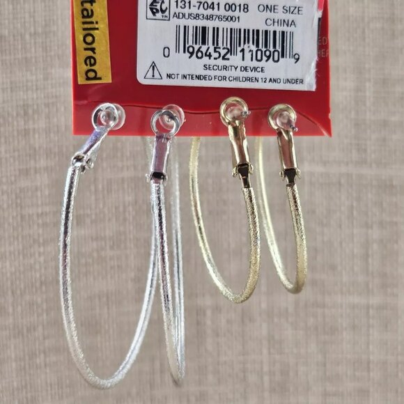 Arizona Jeans Co Women Earrings Set of 2 Hoop Earrings Silver/Gold Tone Jewelry - Picture 6 of 10